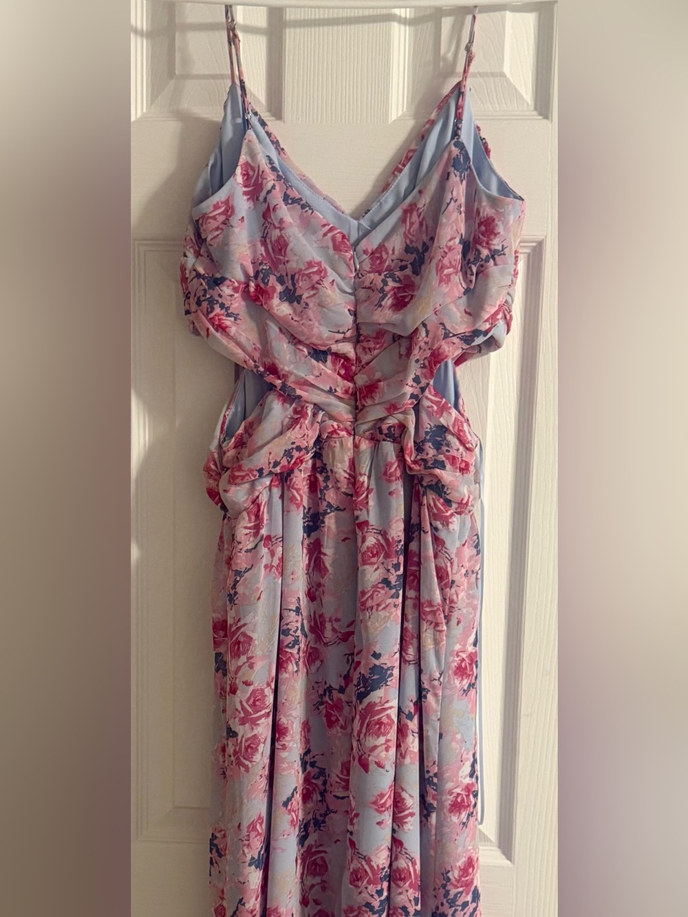 Vici Floral Maxi Dress in Light Blue and Pink